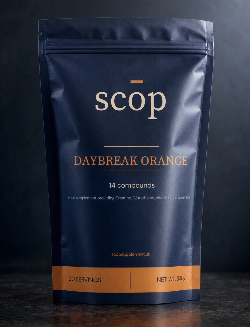 Scōp Daybreak Orange supplement pouch